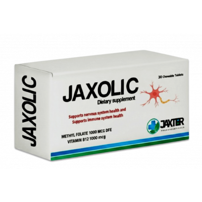 JAXOLIC DIETARY SUPPLEMENT ( METHYL FOLATE 1000 MCG DFE + VITAMIN B12 1000 MCG ) 30 CHEWABLE TABLETS